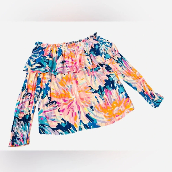 Lilly Pulitzer Dee Off The Shoulder Top Vibrant Multicolor Floral - Picture 1 of 8